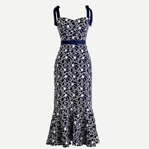 NWT J. Crew Eyelet Midi Dress with Flounce Hem, size 2